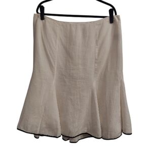 LAUREN RALPH LAUREN White Linen Fluted Hem Lined Skirt 16